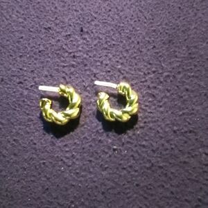 Gold Twisted Hoop Stud Earrings - Women Jewelry